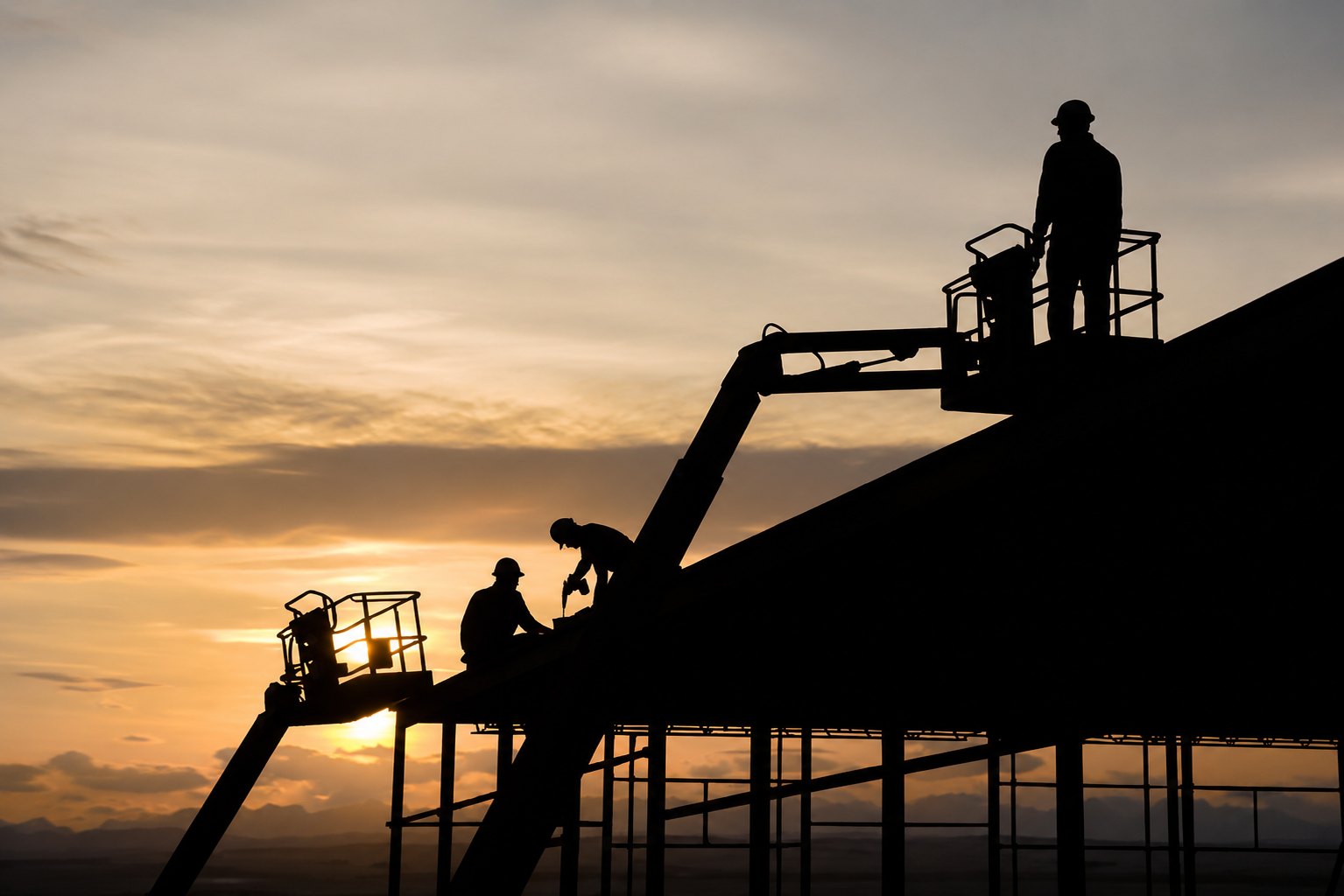 Construction site at dusk